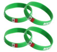 Operitacx Mexico Flag Bracelet with National Flag Print, Adjustable Size 4pcs Silicone Rubber Wristbands Sports Event Souvenir for Football Party Decor, Team Bonding Accessories for Men