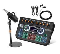 Operitacx Mini Audio Mixer Microphone Audio Mixer for Karaoke and Live Streaming with USB Interface for Podcast Singing Gaming Plug and Play Sound Card for Pc Laptop Phone