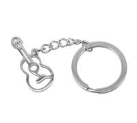 Operitacx Mini Guitar Keychain Lightweight in Silver Stainless Steel with Polished and Refined Appearance and Versatile Use Music Instrument Keyring Accessory Or for Everyday Carry