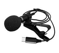 Operitacx Mini Lavalier Microphone with Type C Connector Active Noise Reduction Wear Resistant Condenser Mic for Phone Recording Live Broadcast Gaming Vlog with Portable PU Bag Black