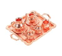 Operitacx Miniature Alloy Teaware Set Dollhouse Accessory for DIY Mini House Decoration Chic Rose Gold Tabletop Mini House Decor Durable Craftsmanship Unique Design