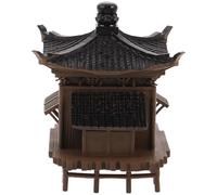 Operitacx Miniature Chinese Pavilion Statue in Coffee Resin with Versatile Placement Options, Portable Asian Garden Sculpture for Office and Tabletop Décor, Traditional Zen Garden Pagoda