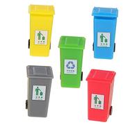 Operitacx Miniature Rubbish Bin Pack of 5 Plastic 1:50 Small Dustbin Model with Lid Miniature Scene Model for Sand Table Micro Landscape Decoration