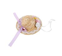 Operitacx Miniature Straw Doll Hat Small Sombrero with Bow and Flowers Bohemian Style Craft Accessory for Dollhouse Decoration for Collectors and DIY Projects