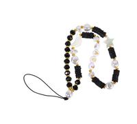 Operitacx Moon Beaded Mobile Phone Lanyard Soft Polymer Clay Anti-lost Strap Charm with Star Design for Women Stylish and Practical Cellphone Wrist Rope