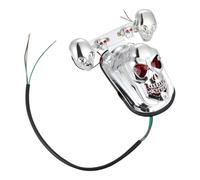 Operitacx Motorcycle Skull Taillight Metal and Material Yellow Electroplating Light with Brake and Turn Indicator Lifespan, Convenient to Use, for Motorbike Rear Safety
