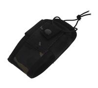 Operitacx Multi-Function Outdoor Radio Storage Pouch for Camping and Police Use, Molle Tactical Radio Holder Waist Bag with Detachable Interphone Carrier, Black Camouflage