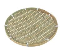 Operitacx Multi-functional Woven Bread Basket with Handles, Light Green Rustic Storage Tray for Fruit and Snacks, Natural Decorative Serving Basket for Kitchen and Dining