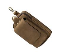 Operitacx Multipurpose Tactical Cell Phone Pouch Holder Compact Lightweight Belt Bag with Keychain for Outdoor Hiking Camping Travel Cycling Unisex Design Brown