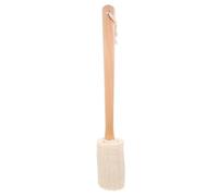 Operitacx Natural Loofah Body Wash Brush with Wooden Handle Exfoliating Shower Skin Scrubber Stick for Gentle Cleansing and Back Scrubbing Comfortable Long-Handled Bath Brush for Men