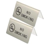 Operitacx No Signs with Sleek Minimalist Design for Offices and Restaurants 2pcs Stainless Steel Table Top Signs Enforcing No- and Easy to Understand Message