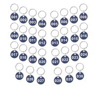 Operitacx Numbered Aluminium Tags 1-30 Blue Metal Key Rings for Luggage Identification and Organizing in Travel and Hotel Settings
