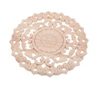 Operitacx Openwork Wood Carving Round Wooden Onlay for Bed Cabinet Wardrobe Mirror Unfinished Flower Carvings