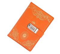 Operitacx Orange Code Lock Notepad with Vintage Pu Cover, Traditional Blank Pages Notebook for Daily Life and Note Taking, Secure Lockable Journal for Personal Use