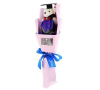 Operitacx Ornaments Bouquet Doll Made with Decorative Foams Bear Purple Graduation Gifts Artificial Soap Rose Plastic Cloth and Decoration and Room