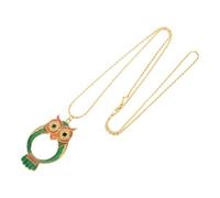 Operitacx Owl Shaped Magnifier Necklace Pendant 10x Metal Glass for Women | Vintage Inspired Charm, Reading Aid for Books and Print, Golden Finish, Sweater Friendly Accessory