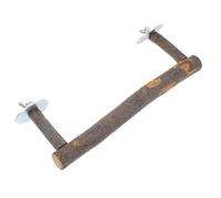 Operitacx Parrot Wooden Standing Rod with U Shape Design Food Bowl Supporting Rack Smooth Surface Well Polished Natural Brown Wood Bird Cage Accessory for Small to Medium Birds