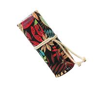 Operitacx Pencil Wrap Roll up Case Organizer 72 Slot Ethnic Style Maple Leaf Washable for Artists Students Painting Supplies Girls