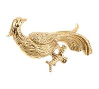 Operitacx Phoenix Brass Bird-Shaped Cabinet Handle Right Side, 3D Animal Drawer Pull for Kitchen Cupboard, Bedroom Dresser, Shoe Cabinet Hardware