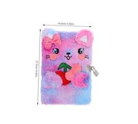 Operitacx Plush Cat Journal with Lock and Keys Cozy Bowknot Cat Diary for Portable Page Secret Notebook for Writing Drawing and Daily Creative Use