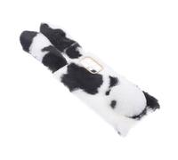 Operitacx Plush Furry Phone Case for Soft Tpu Protective Cover with Fluffy Warm Cartoon Design Precise Cutouts Comfortable Grip Winter Cozy Animal Shell in Black