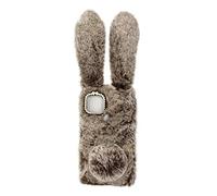 Operitacx Plush Rabbit Tail Ears Phone Case Soft Decorative Shell Compatible with Pixel Premium Tpu Fluffy Material Easy Installation Protective Cover for Daily Use Brown