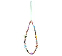 Operitacx Polymer Clay Phone Charm String with Evil Eye Design Beaded Mobile Phone Chain Wrist Strap Stylish and Unique Accessory for Ladies