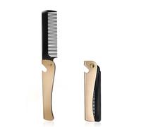 Operitacx Portable Foldable Beard Comb for Men with Stainless Steel Construction and Skin-friendly Design, Anti-static Hairdressing Accessory Suitable for Grooming and Styling