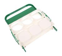 Operitacx Portable Foldable Beer Bottle Rack with Handle, 6-Bottle Outdoor Drink Carrier Basket in Green and White, Collapsible Handheld Beer and Wine Bottle Holder for Travel and Bar