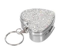 Operitacx Portable Heart-Shaped Pill Organizer Pocket Medicine Holder Stainless Steel Multicompartment Organizer Compact Design Elegant Silver Mini Vitamin Box for Everyday Use