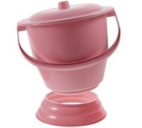 Operitacx Portable Household Chamber Pot with Lid, Red Pp Plastic Urine Bucket Featuring Labor-Saving Design and Handheld Handle, for Elderly and Child Nighttime Use