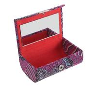 Operitacx Portable Lipstick Storage Bag with Mirror Convenience and Makeup Storage, Purple Mini Travel Cosmetic Box for Daily Use and Busy Work Schedules, Elegant Chinese Style Glass