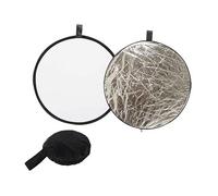 Operitacx Portable Photography Reflector Silver and White Round Light Reflector for Portrait Photography with Durable Flexible Frame and Soft Light Diffusion for Studio and Outdoor Use