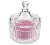 Operitacx Powder Puff Adorned with Pink Bow Ribbon Pink Large with Soft Polyester Plush Material, Oversized Application Area Includes Glass Container for Easy Storage for Face and Body
