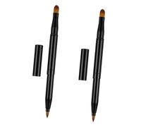 Operitacx Professional Double-Ended Retractable Lip and Eyeliner Brush 2Pcs Portable Dual-Purpose Makeup Brushes with Varying Thickness for Travel Use