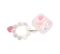 Operitacx Protective Earphone Case for Women with Beaded Keychain Pendant Shockproof Cover Stylish Wave Gradient Star Design Portable Wireless Earbud Protector