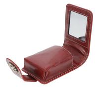 Operitacx Pu Leather Lipstick Case with Built-in Mirror and Elegant Simple Design, Portable Travel Cosmetic Pouch for Convenient On-the-go Application and Daily Use