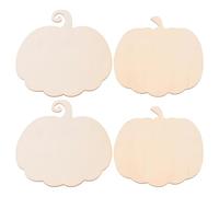 Operitacx Pumpkin Shape Wooden Boards 4 Pcs Set for DIY Painting Unfinished White Pumpkin Craft Chips Creative Halloween Decorations for Kids and Home