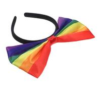 Operitacx Rainbow Bowknot Headband Hair Accessory for Women, Six-color Striped Pride Bow Headband, Festival Hairband for Lgbt Party and Daily Wear