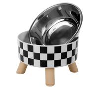 Operitacx Raised Cat Food Bowl Anti-tip Design with Stainless Steel and Pp Material, Wear Resistant round Shape, for Convenient Feeding at Home