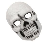 Operitacx Realistic Skull Face Mask for Halloween and Escape Rooms, Comfortable Beige Pu Full Face Demon Mask with Spooky Design, Easy to Maintain and Reusable Horror Cosplay Headgear