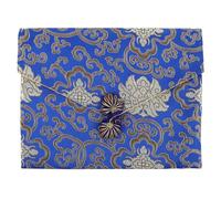 Operitacx Rectangular Brocade Zipper Scriptures Pouch Small Buddhist Bible Storage Bag Multipurpose Cloth Envelope for Jewelry Travel and Daily Use in Royal Blue