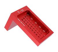 Operitacx Red Aluminum Woodworking Ruler T-Shape Hole Positioning Gauge for Carpenters Wear-Resistant Marking Tool for Precise Line Drawing and Measuring in DIY Woodworking Projects