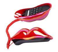 Operitacx Red Lip Telephone Corded Landline Phone Creative Lips Shaped Desk Decor Red Dial Phone Home Office Ornament