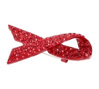 Operitacx Red Ribbon Brooch Pin Rhinestone Alloy Breast Cancer Awareness Decorations World Aids Day Creative Ribbon Lapel Pin for Women Occasions