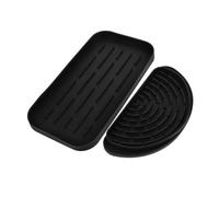 Operitacx Refrigerator Drip Catcher and Small Silicone Draining Tray Set, Black Water Dispenser Drip Tray with Trimmable Half-circle Design for Kitchen and Fridge Use, 2pcs Set