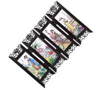 Operitacx Resin Panel Screen Room Divider Small Folding Panel Screen Chinese Style Retro Vintage Folding Room Divider with Frosted Glass Elegant Desktop Ornament for People Who Random Style