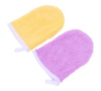 Operitacx Reusable Makeup Remover Gloves and Hanging Rope with Superfine Fiber Material 2pcs Cleaning Cloth for Efficient Facial Skin Care and Random Color for Face Cleansing