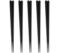 Operitacx Reusable Non-Slip Japanese Style Chopsticks, 5 Pairs Black Hexagonal Chopsticks Set, Comfortable Hold PP Chopsticks for Home Use and Many Occasions