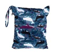 Operitacx Reusable Waterproof Diaper Wet Dry Bag with Double Zippered Pockets and Lovely Cartoon Patterns Fabric and TPU Material for Cosmetic Bag